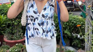 Leaf Print Peplum Top