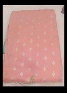 pink &amp; green embroidery dress material