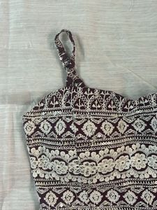 Patterned Peplum Tank Top