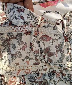 Floral Printed Tie-Up Neck Fit &amp; Flare Dress