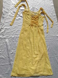 Brand New(Newme) Yellow Solid Chiffon Strapy Dress