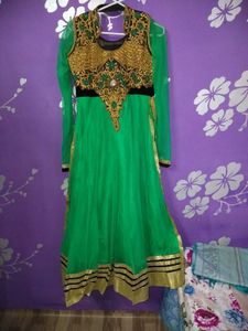Green Embellished Ethnic Gown