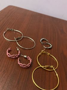 Hoops Set Of 4 Silver Gold Small Black And Pink