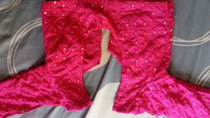 Rarely Used Mirror Work Saree With Blouse