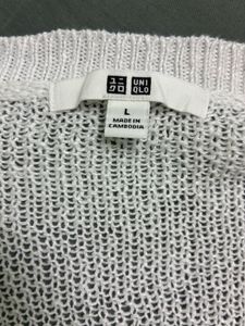 White V-Neck Knit Sweater