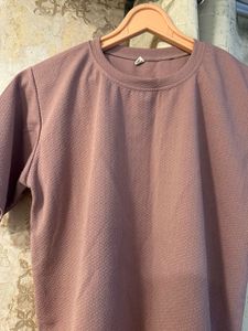 Brand New Mauve Textured Tee, Bust- 34/32