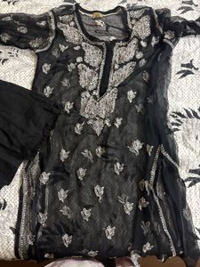 Black Embroidered Kurta Set