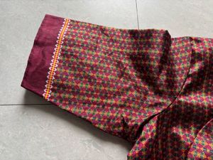 Regal Maroon Saree with Green&amp;maroon Border