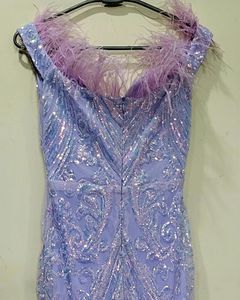 Lavender Sequin Party Evening Gown