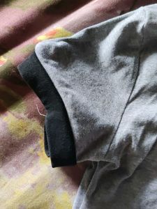 Gray Polo Shirt with Heart Detail