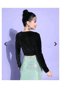 Black Velvet Tie-Up Top
