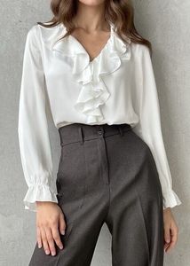 H&amp;M Korean Pintresty 🌸Ruffled White Blouse