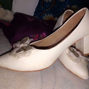 White Heels with Butterfly Detail