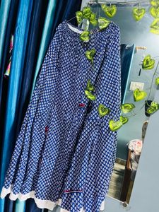 Elegant Indigo Printed Flared Skirt