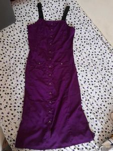 Purple Button-Down Midi Dress