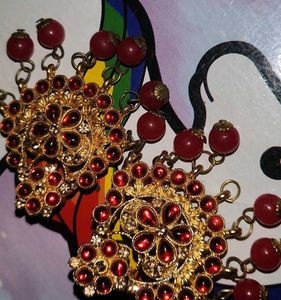 Vintage Red & Gold Statement Earrings