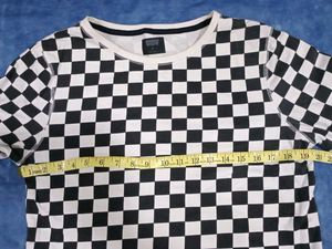 Black &amp; White Checkerboard Full-Sleeve T-Shirt
