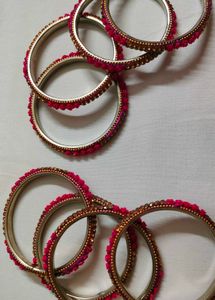 Pink rose flower Bangles (Set of 8) 2-8 size