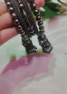 Elegant Black Metal Bangles Set with Traditional J