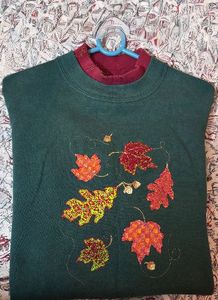 Vintage Leaf Embroidered Sweatshirt