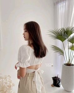 White Crop Top With Back Bow