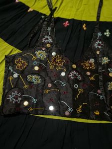 Green Nd Black Navratri Skirt