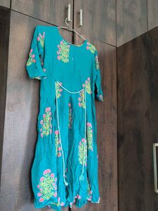 Teal Floral Print Dress Lotas Disain 🌺