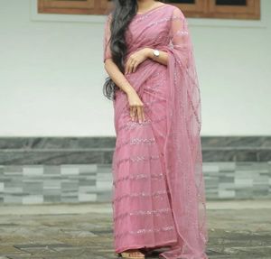Blush Pink Sequin Saree