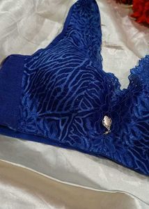 Blue Zebra Print Bra