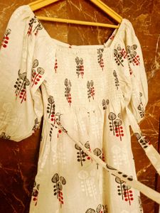 Patterned Puff Sleeve Dress