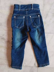 Highneck Woollen Tshirt And 3 Quarter Jeans.