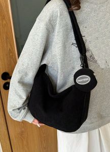 Chic Black Corduroy Crossbody Bag