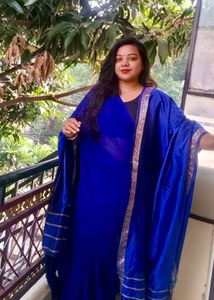 Elegant Blue saree with banarasi dupatta stylish