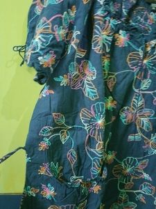 Blue Top With Multi Colour Embroidery