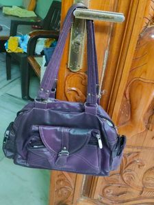 Purple Leather Satchel Bag