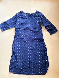 Navy Blue Polka Dot Kurti