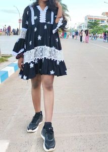 Cute Black & White Babydoll Dress