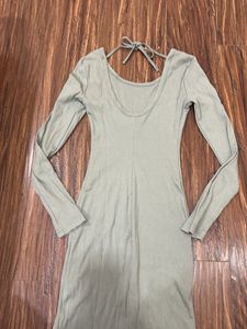 H&amp;M Sage Green Long Sleeve Dress