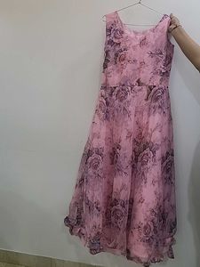 Pink Floral Print Maxi Dress