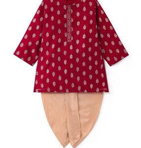 Kids Maroon& Gold Kurta Dhoti Set