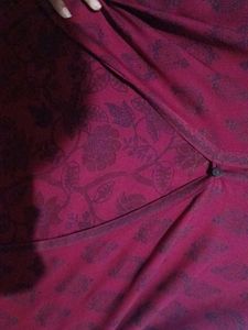 Maroon Floral Print Front Slit Kurta