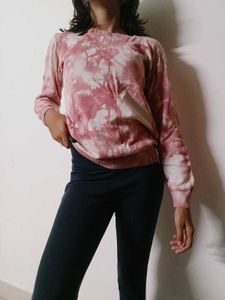 Pink And White Tie&amp;Dye Sweatshirt