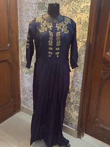 Elegant Navy Embroidered Dress
