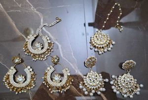 Kundan Jewelry Set - Earrings and Tikka combo