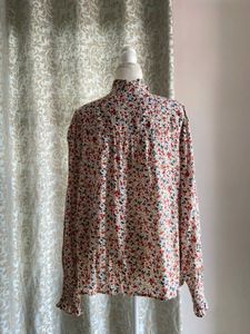 Floral Ruffle Neck Blouse