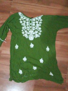 Green Embroidered Kurta