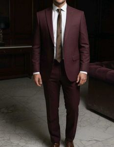 Burgundy Men's Suit - Formal Style free with tie