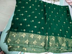 Pure Chiffon Green Saree