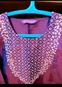 Purple Embroidered Kurta Set