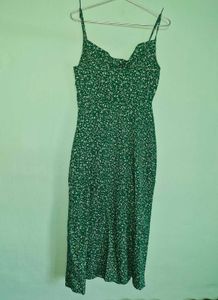 Floral Midi Slip Dress With Cowl Neck